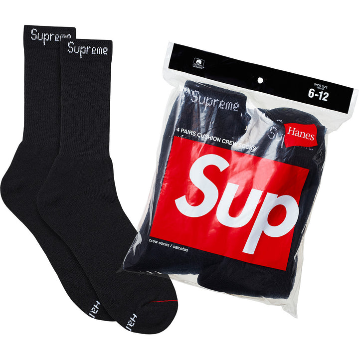 Supreme®/Hanes® Crew Socks (4 Pack) - Black